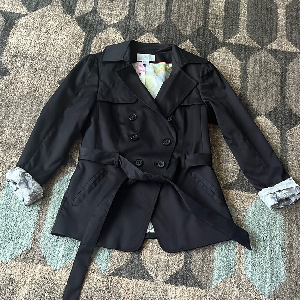 H&M adorable black double breasted trench coat.